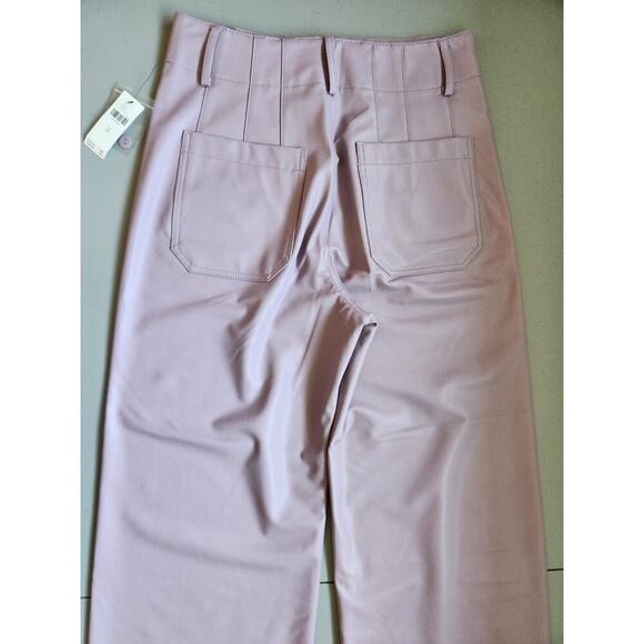NWT Maeve The Colette Cropped Faux-Leather Wide-Leg Pants Sz 29 Lilac #7B501 - Picture 6 of 12